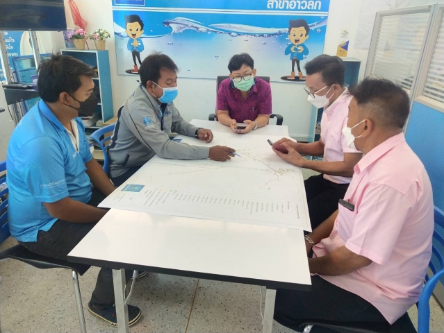 การประปาส่วนภูมิภาคสาขาอ่าวลึก ร่วมวางแผนกับสำนักงานเทศบาลตำบลอ่าวลึกใต้ เรื่องการวางท่อขยายเขตน้ำประปา