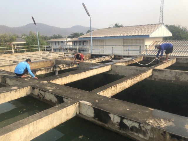 กปภ.สาขาอู่ทอง ล้างถังตกตะกอน ประจำเดือน มีนาคม 2566 ณ สถานีผลิตน้ำแม่ข่ายอู่ทอง และสถานีผลิตน้ำกระจัน