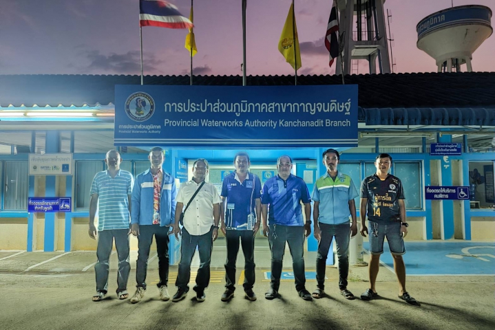 การประปาส่วนภูมิภาคสาขากาญจนดิษฐ์ ดำเนินการจัดทำ Step test MM 01 ค้นหาท่อรั่ว บ้านบางสำโรง ตำบลท่าทองใหม่ เพื่อค้นท่อแตกท่อรั่วและเพิ่มปริมาณน้ำจ่ายให้ลูกค้า