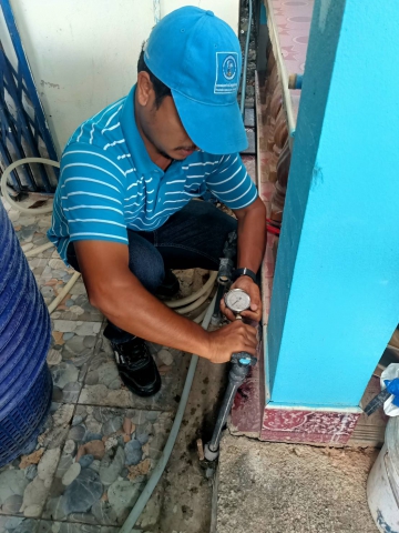 การประปาส่วนภูมิภาคสาขาคลองท่อมลงพื้นที่ตรวจวัดแรงดันน้ำ บริเวณพื้นที่ตำบลคลองท่อมใต้