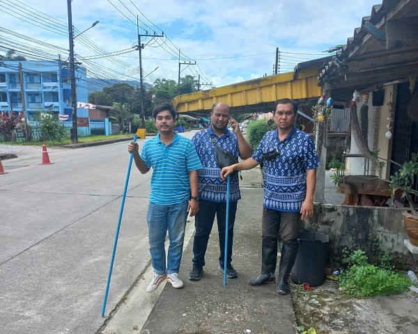 กปภ.สาขาระนอง ลงพื้นที่ค้นหาท่อแตกรั่วลดน้ำสูญเสีย ตามแผนประจำเดือน มิถุนายน 2566