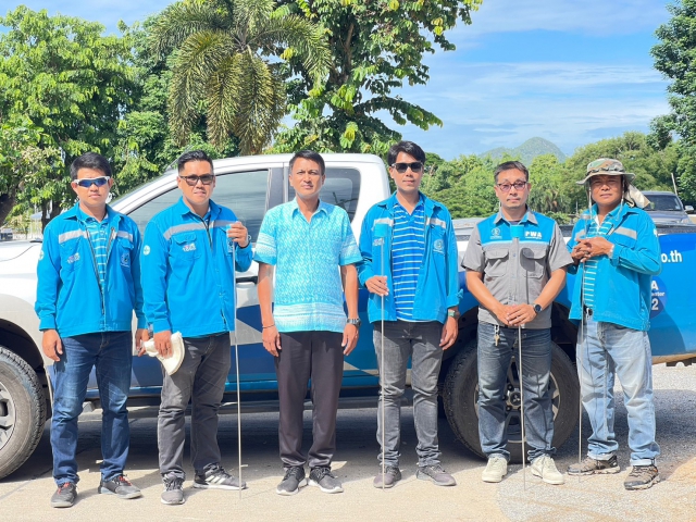 กปภ.สาขากาญจนบุรี ทำการค้นหาท่อแตกรั่ว