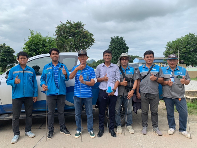 กปภ.สาขากาญจนบุรี ทำการค้นหาท่อแตกรั่ว