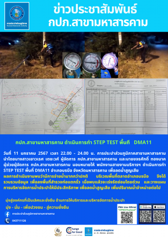 กปภ.สาขามหาสารคาม ดำเนินการทำ STEP TEST พื้นที DMA11