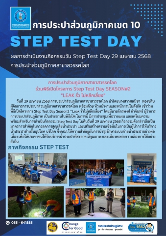 กปภ.สาขาสวรรคโลก เข้าร่วมพิธีเปิด โครงการ Step Test Day Season2 Leak รั่วไม่หลีกเลี่ยง