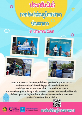 กปภ.สาขาย่านตาขาว ร่วมสนับสนุนน้ำดื่มบรรจุขวดปิดสนิท (ขนาด 350 มล.)