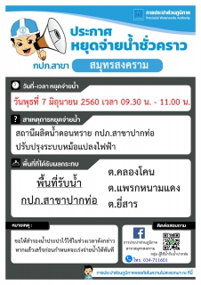 ไฟล์แนบ แจ้งเหตุขัดข้องน้ำประปาไม่ไหล