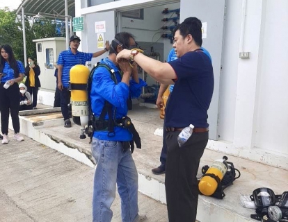 ไฟล์แนบ กปภ.สาขาขลุง เข้าร่วมโครงการฝึกอบรมเรื่อง "ประชุมให้ความรู้ความเข้าใจการใช้งานคลอรีนเหลวและชักซ้อมการเผชิญเหตุกรณีแก๊สคลอรีนรั่วไหล ประจำปี 2566 ให้กับ กปภ.สาขาในสังกัด" ณ สถานีผลิตน้ำปากแซง กปภ.สาขาจันทบุรี