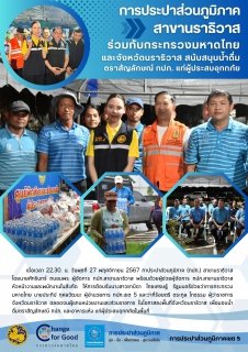 ไฟล์แนบ การประปาส่วนภูมิภาคสาขานราธิวาส ร่วมกับกระทรวงมหาดไทยและจังหวัดนราธิวาส สนับสนุนน้ำดื่มตราสัญลักษณ์ กปภ. แก่ผู้ประสบอุทกภัย