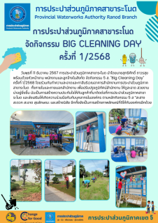 ไฟล์แนบ การประปาส่วนภูมิภาคสาขาระโนด จัดกิจกรรม Big Cleaning Day ครั้งที่ 1/2568