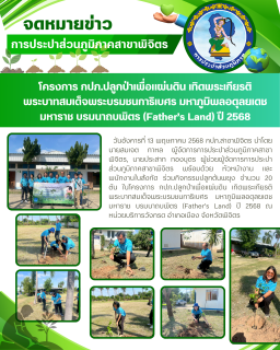 ไฟล์แนบ กปภ.สาขาพิจิตร จัดโครงการ กปภ.ปลูกป่าเพื่อแผ่นดิน เทิดพระเกียรติพระบาทสมเด็จพระบรมชนกาธิเบศร มหาภูมิพลอดุลยเดชมหาราช บรมนาถบพิตร (Fathers Land) ปี 2568