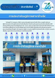 ไฟล์แนบ การประปาส่วนภูมิภาคสาขาบ้านไผ่ สนับสนุนน้ำดื่มบรรจุขวดตราสัญลักษณ์ กปภ.ให้แก่ ที่ว่าการอำเภอบ้านไผ่ ในโครงการการออกกำลังกายเพื่อสุขภาพ อำเภอบ้านไผ่สุขภาพดี ประจำปี 2568