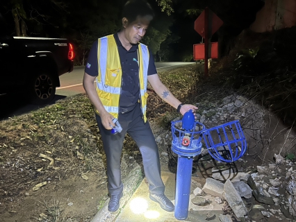 ไฟล์แนบ การประปาส่วนภูมิภาคสาขาอ่าวลึก ลงพื้นที่ออกสำรวจค้นหาท่อแตก  รั่ว (Step Test)