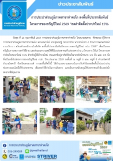 ไฟล์แนบ การประปาส่วนภูมิภาคสาขาท่าตะโก ลงพื้นที่ประชาสัมพันธ์ โครงการของขวัญปีใหม่ 2569 "ลดค่าติดตั้งประปาใหม่ 15% 