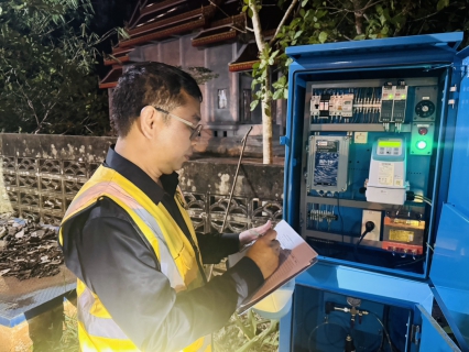 ไฟล์แนบ การประปาส่วนภูมิภาคสาขาอ่าวลึก ลงพื้นที่ออกสำรวจค้นหาท่อแตก  รั่ว (Step Test) บริเวณถนนอ่าวลึก-พระแสง