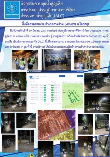 ไฟล์แนบ การประปาส่วนภูมิภาคสาขาพิจิตร ดำเนินกิจกรรมสำรวจหาน้ำสูญเสียเชิงรุก (ALC) ในพื้นที่ ตลาดสามง่าม (MM-09) น.โคกสลุด