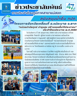 ไฟล์แนบ กปภ.สาขาแม่สอด ร่วมกิจกรรมโครงการจังหวัดเคลื่อนที่"หน่วยบำบัดทุกข์ บำรุงสุข สร้างรอยยิ้มให้ประชาชน" ในพื้นที่อำเภอแม่ระมาด จ.ตาก