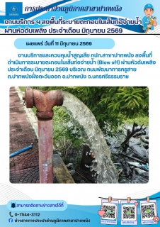 ไฟล์แนบ กปภ.สาขาปากพนัง ลงพื้นที่ดำเนินการระบายตะกอนในเส้นท่อจ่ายน้ำ (Blow off) ตามโครงการผู้ใช้น้ำมั่นใจ กปภ.เช็ค ชัวร์ ประจำเดือนมิถุนายน 2569 