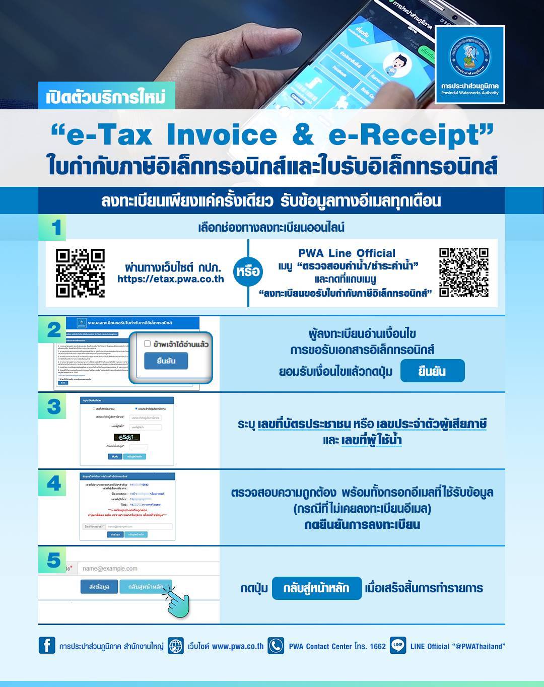 กปภ. เปิดบริการใหม่ ใบกำกับภาษีอิเล็กทรอนิกส์ เริ่มแล้ว !
