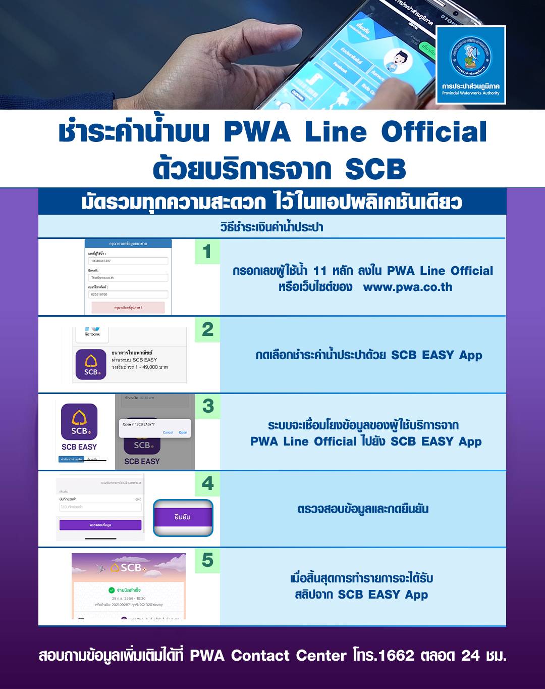 ชำระค่าน้ำบน PWA Line Official ด้วยบริการจาก SCB EASY App