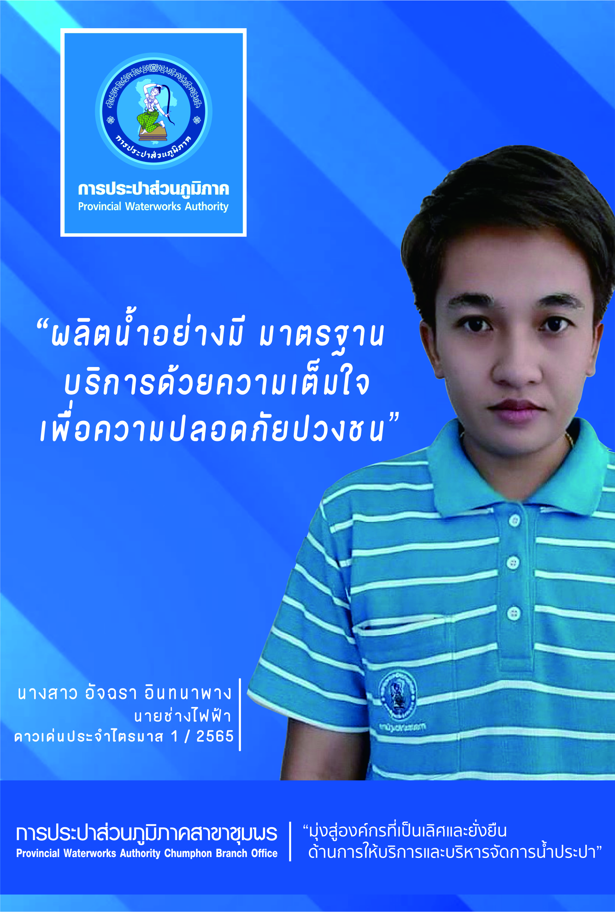 การประปาส่วนภูมิภาคสาขาชุมพร ร่วมกิจกรรมสนทนายามเช้าครั้งที่ 5/2565 และกิจกรรมคัดเลือกดาวเด่นประจำไตรมาส