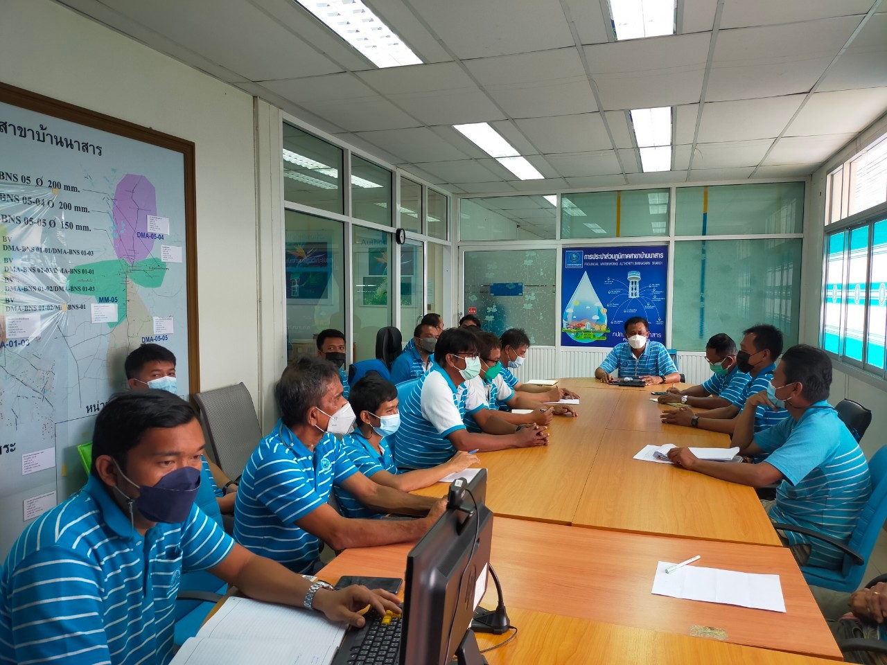 การประปาส่วนภูมิภาคสาขาบ้านนาสาร ประชุมสายงานผลิต/งานบริการและควบคุมน้ำสูญเสีย