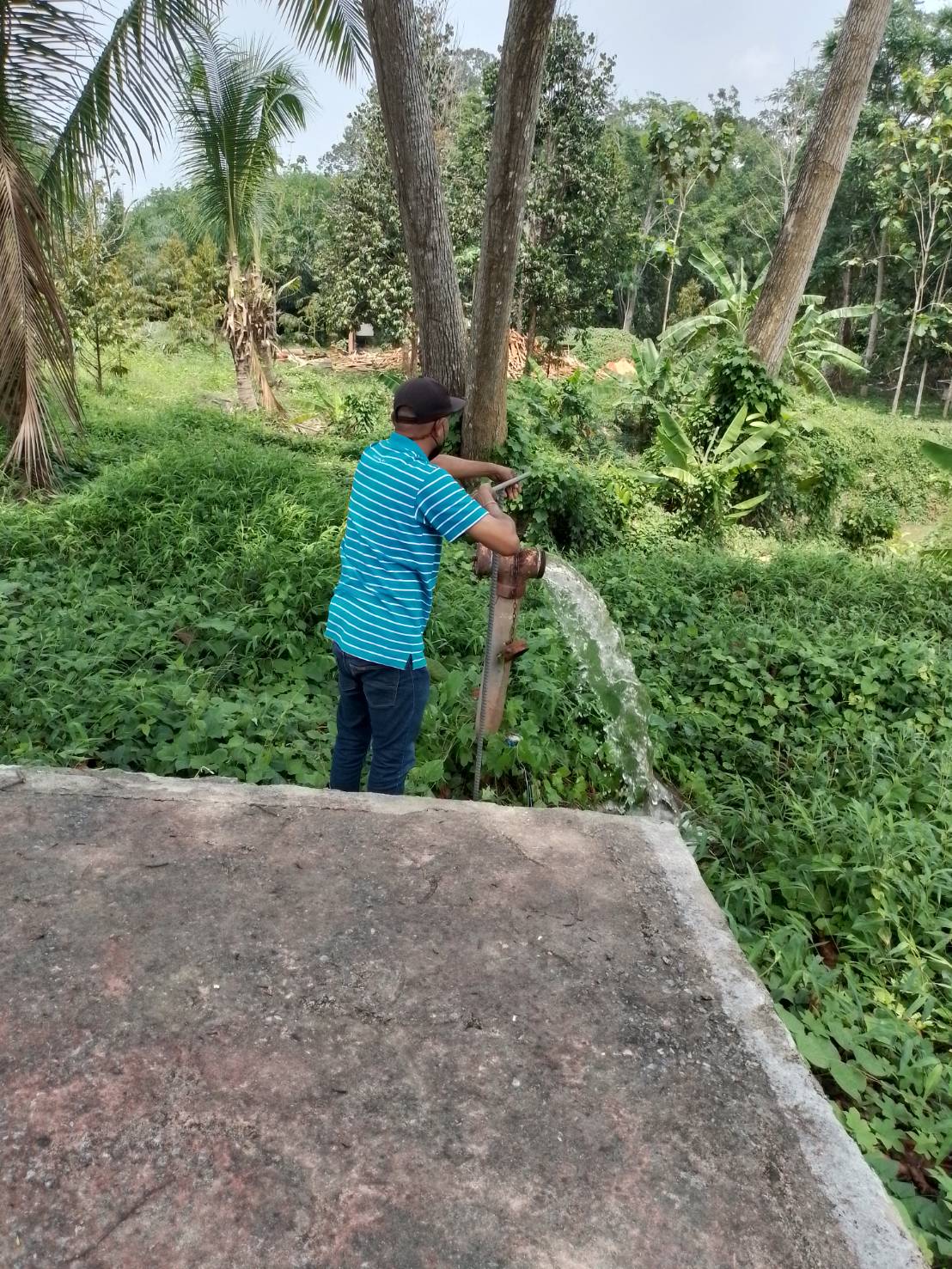 กปภ.สาขาบ้านตาขุน โบล์วน้ำระบายตะกอนในเส้นท่อจำหน่ายน้ำ