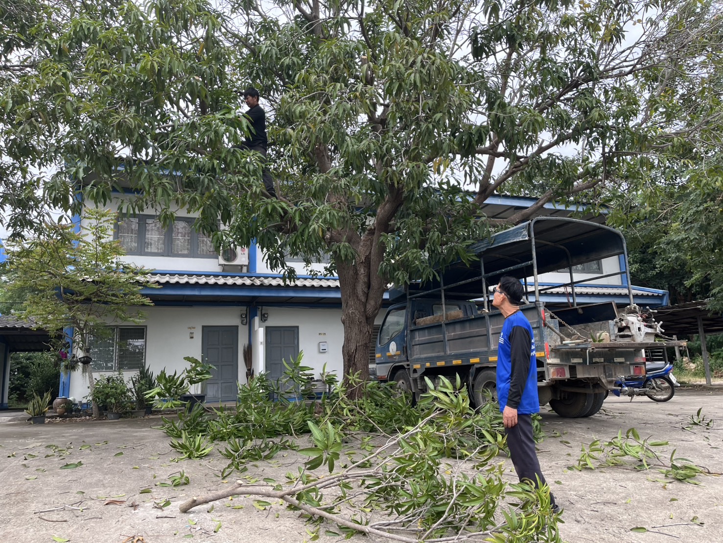 กปภ.สาขากาญจนบุรี ทำกิจกรรมบำรุงรักษาระบบไฟฟ้าแสงสว่างบริเวณของสถานีจ่ายน้ำเขาหัวล้านและบ้านพักพนักงาน
