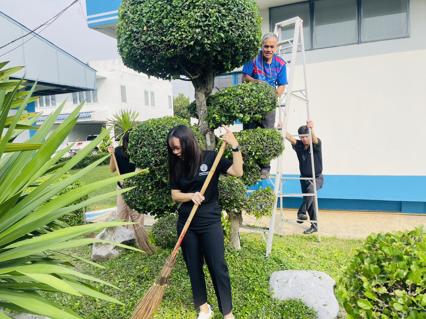 กปภ.สาขาสามพราน ร่วมกิจกรรมตัดหญ้าและตัดแต่งกิ่งไม้ ปรับปรุงภูมิทัศน์รอบสำนักงาน